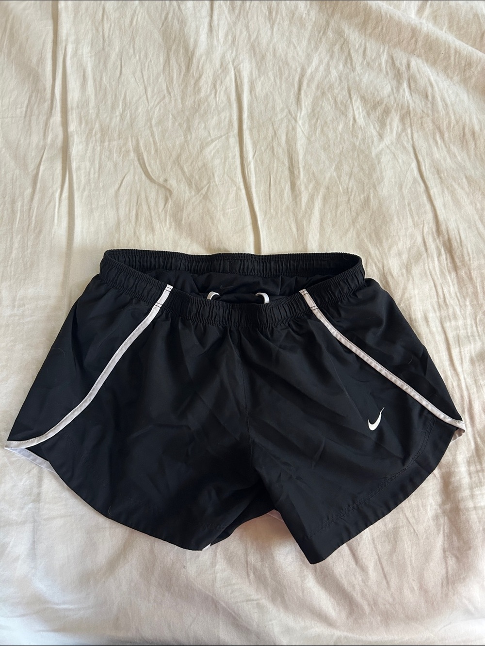 Nike Black Girls Athletic Shorts with White Piping